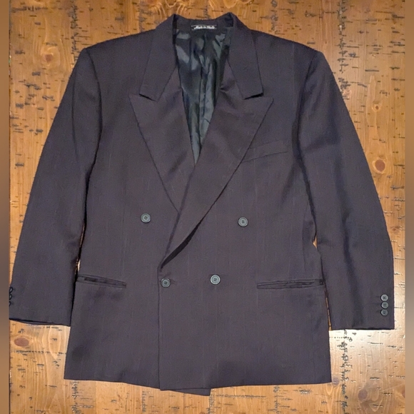 Giorgio Armani 44R Sportcoat Blazer Black Pinstripe